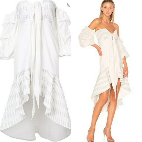 Zuki Off-The-Shoulder Flounce Hem Silk Dre… - Picture 11 of 11